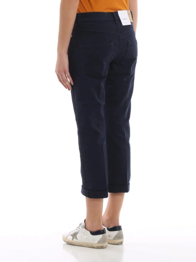 Shop Dondup Paige Lace Embellished Loose Fit Trousers In Dark Blue