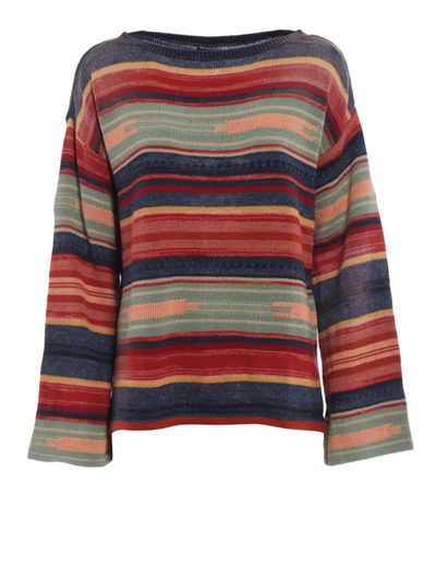 Shop Polo Ralph Lauren Multicolour Linen Cotton Silk Sweater
