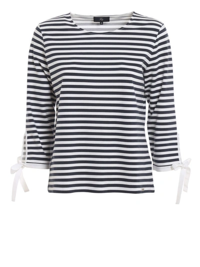 Shop Fay Striped Blouse With Bow Details In Blue