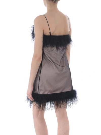 Shop Mcq By Alexander Mcqueen Cady And Tulle Dress With Feather Trimming In Black