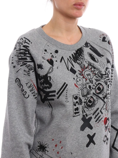 Shop Burberry Printed Sketches Grey Sweatshirt