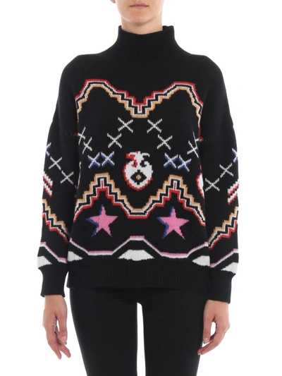 Shop Ermanno Scervino Colourful Jacquard Cashmere Sweater In Black