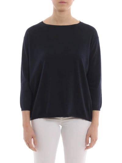 Shop Aspesi Blue Cotton Over Sweater