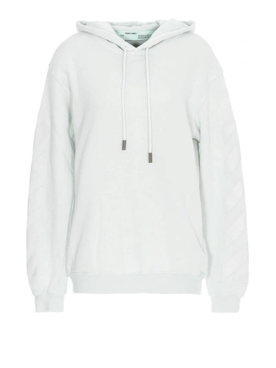 Shop Off-white Striped Inserts White Cotton Hoodie