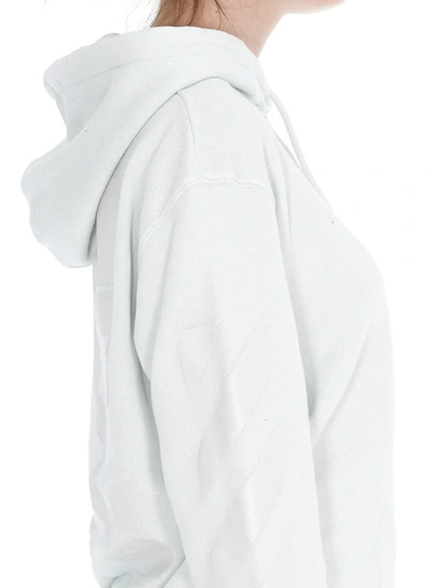 Shop Off-white Striped Inserts White Cotton Hoodie
