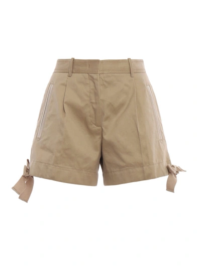 Shop Moncler Khaki Cotton Drill Short Pants In Beige