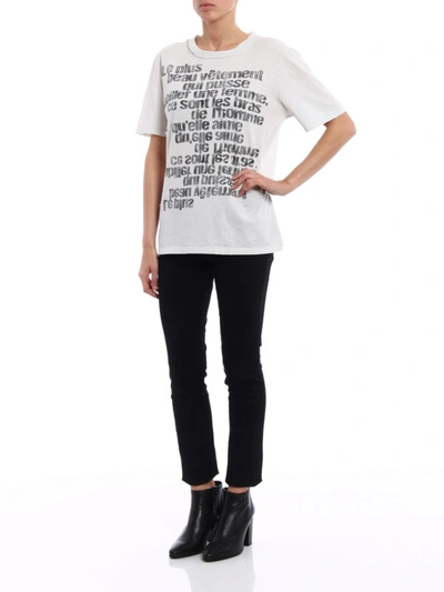 Shop Saint Laurent Faded Print Drilled T-shirt In White