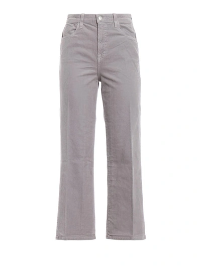 Shop J Brand Joan Crop Corduroy High Rise Grey Pants In Light Grey