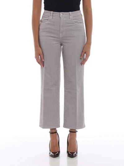Shop J Brand Joan Crop Corduroy High Rise Grey Pants In Light Grey