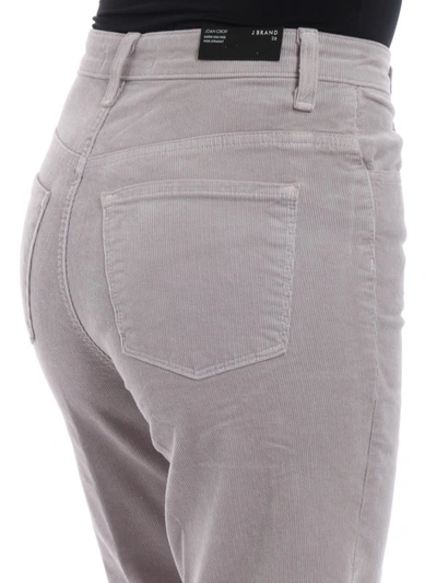 Shop J Brand Joan Crop Corduroy High Rise Grey Pants In Light Grey