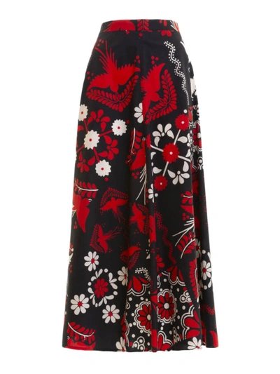 Shop Red Valentino Pure Cotton Long Skirt In Multicolour