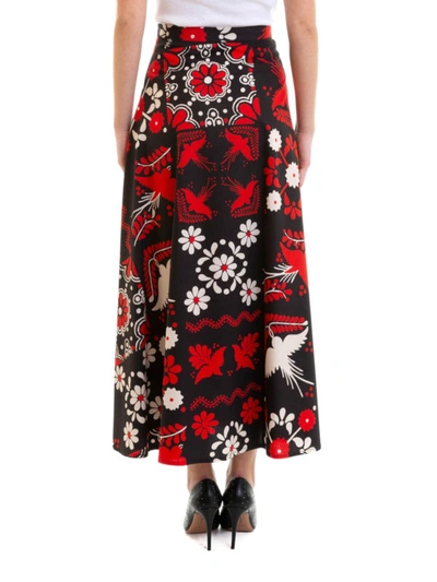 Shop Red Valentino Pure Cotton Long Skirt In Multicolour