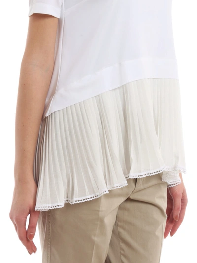 Shop Dondup Tech Jersey T-shirt With Pleated Peplum In White