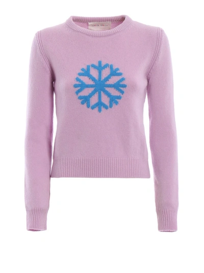 Shop Alberta Ferretti Snowflake Intarsia Wool And Cashmere Sweater In Light Purple