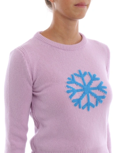 Shop Alberta Ferretti Snowflake Intarsia Wool And Cashmere Sweater In Light Purple