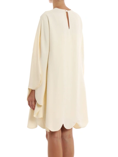 Shop Valentino Double-face Viscose Ivory Dress In White