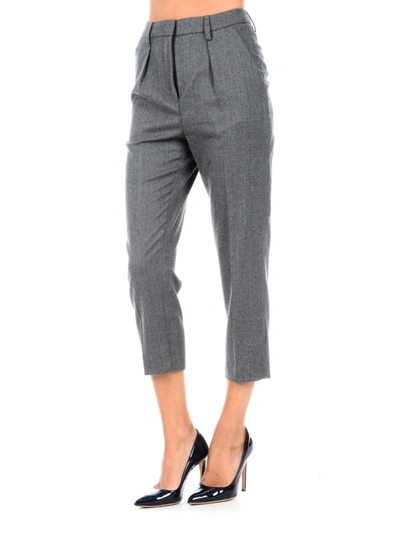 Shop Dondup Carlie Wool Trousers In Grey