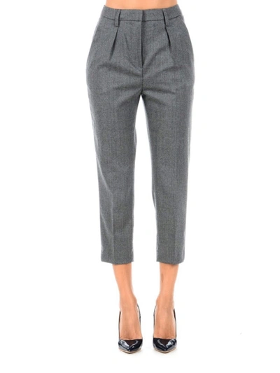 Shop Dondup Carlie Wool Trousers In Grey