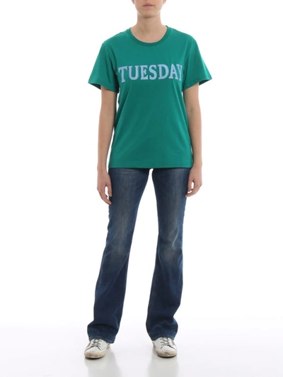 Shop Alberta Ferretti Rainbow Week Tuesday Bright Green T-shirt