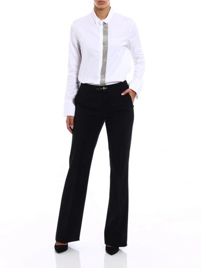 Shop Fay Stretch Wool Flared Trousers In Black