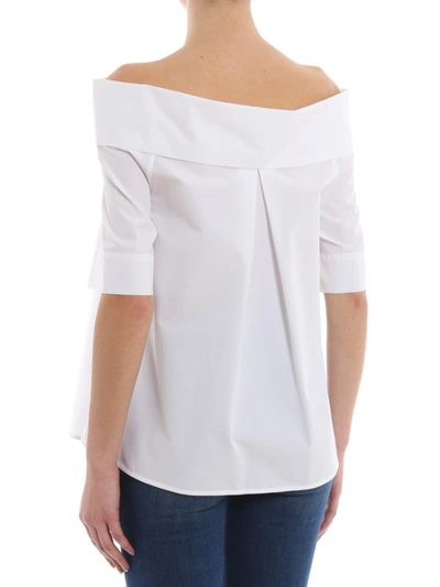 Shop Aspesi Cotton Poplin Off The Shoulder Blouse In White