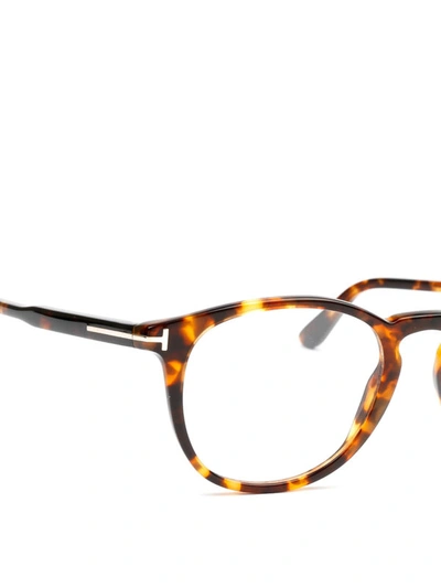 Shop Tom Ford Light Tortoise Round Eyeglasses In Light Brown