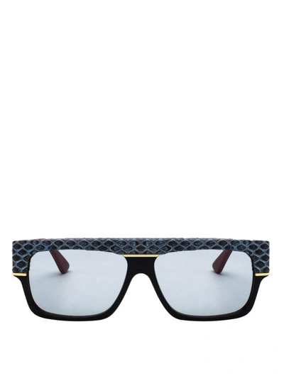 Shop Gucci Grey Python Print Acetate Sunglasses In Black
