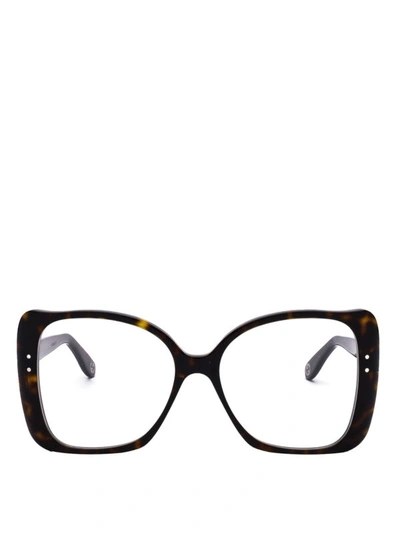 Shop Gucci Dark Havana Square Butterfly Eyeglasses In Dark Brown
