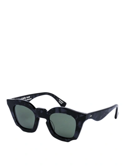 Shop Platoy Glam Dark Blue Granite Acetate Sunglasses