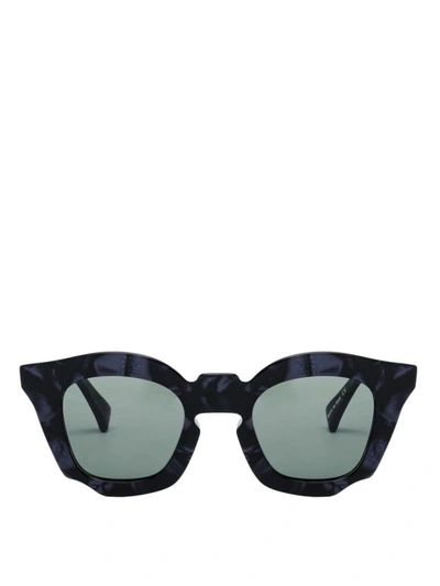 Shop Platoy Glam Dark Blue Granite Acetate Sunglasses