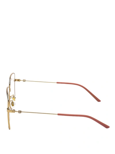 Shop Gucci Golden Rectangular Optical Glasses