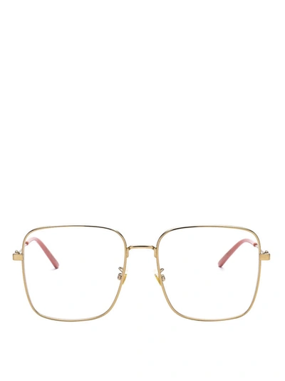 Shop Gucci Golden Rectangular Optical Glasses