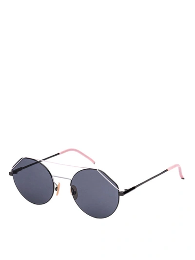 Shop Fendi Light Pink Titanium Round Sunglasses