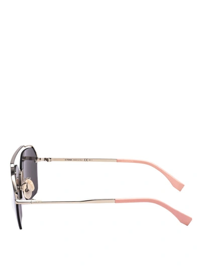 Shop Fendi Double Bridge Titanium Sunglasses In Silver