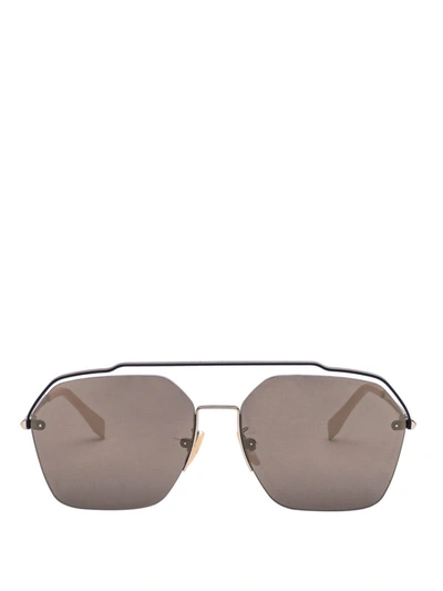 Shop Fendi Double Bridge Titanium Sunglasses In Silver
