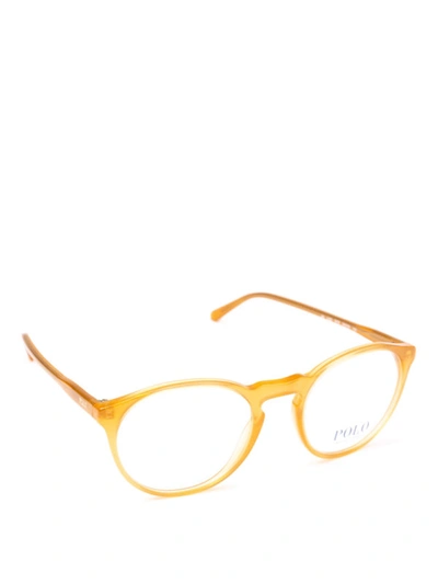 Shop Polo Ralph Lauren Yellow Acetate Frame Round Glasses