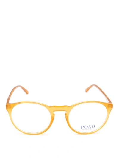 Shop Polo Ralph Lauren Yellow Acetate Frame Round Glasses