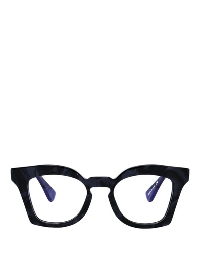 Shop Platoy Rectangler Acetate Glasses In Dark Blue