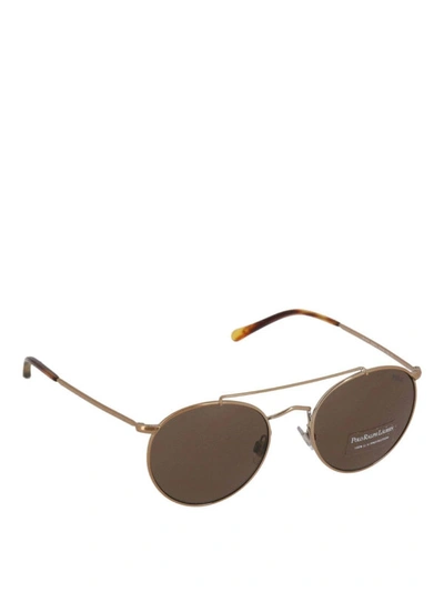 Shop Polo Ralph Lauren Rose Gold Dark Aviator Sunglasses