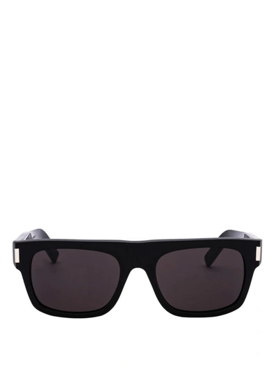 Shop Saint Laurent Black Acetate Sl 293 Rectangular Sunglasses