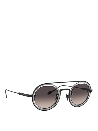 Shop Giorgio Armani Matte Gunmetal Sunglasses In Dark Grey