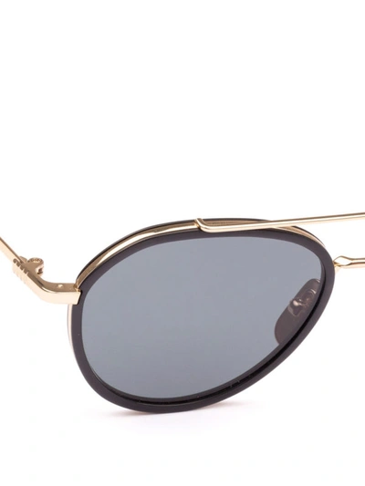 Shop Thom Browne 12k Gold Laminated Titanium Sunglasses In Black