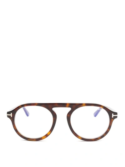 Shop Tom Ford Dark Brown Aviator Style Eyeglasses