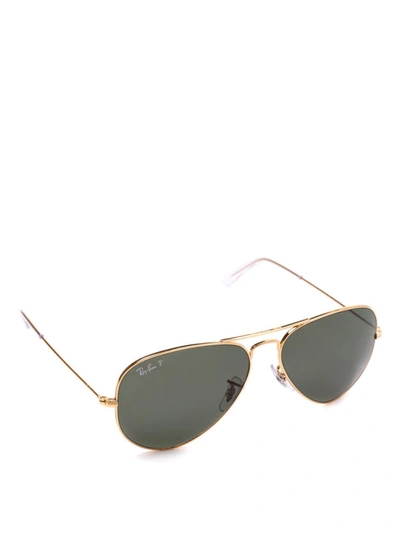 Shop Ray Ban Dark Lenses Gold Frame Aviator Sunglasses