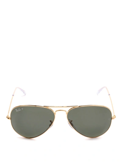 Shop Ray Ban Dark Lenses Gold Frame Aviator Sunglasses