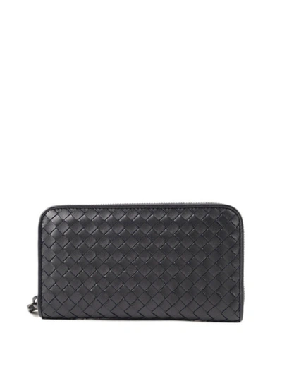 Shop Bottega Veneta Zip Around Wallet In Dark Blue