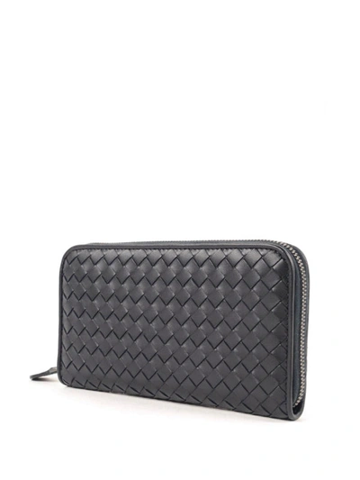 Shop Bottega Veneta Zip Around Wallet In Dark Blue