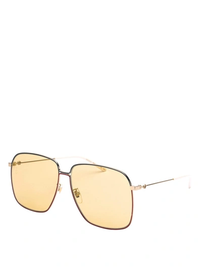 Shop Gucci Oversized Two-tone Frame Sunglasses In Light Orange