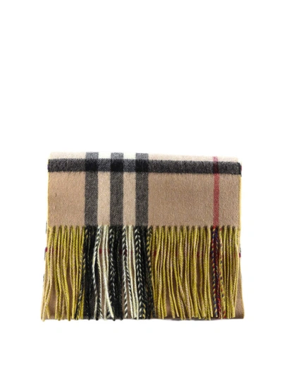 Shop Burberry Check Cashmere Double-faced Scarf In Yellow