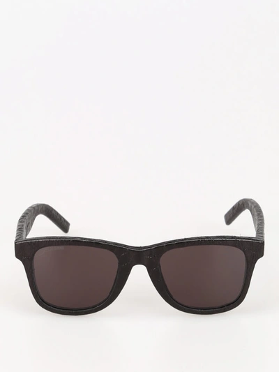 Shop Saint Laurent Sl51 Black Reptile Print Leather Sunglasses